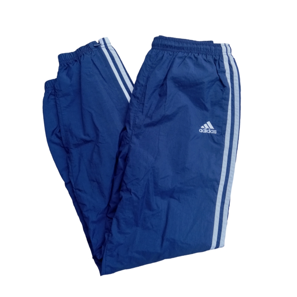 90s Adidas Vintage Fully Lined Windbreaker Jogging Activewear Men's Blue Pants